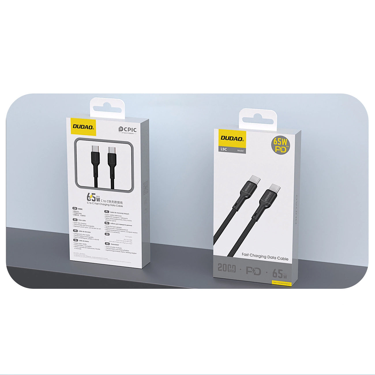 USB-C data- og ladekabel - USB-C Dudao L9C, 65W, 1m, Svart