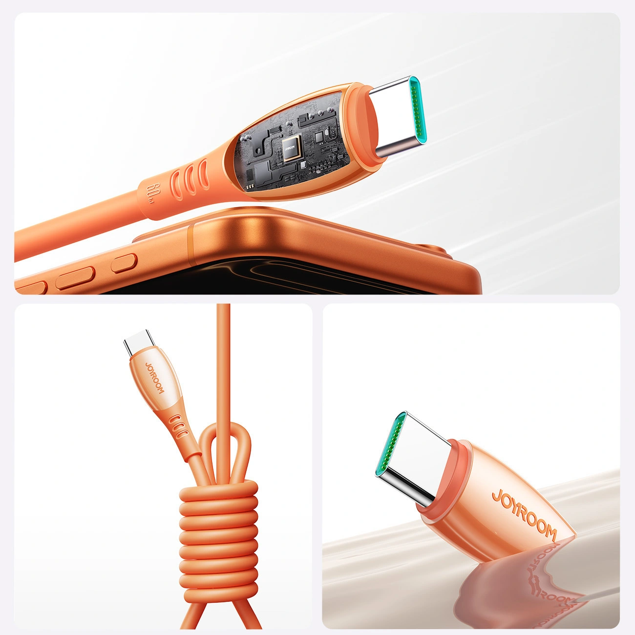 USB-C til USB-C data- og ladekabel Joyroom S-A59 Vibrant, 60W, 1.2m, Oransje