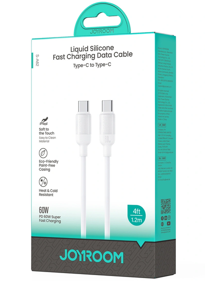 USB-C Data- og ladekabel - USB-C Joyroom S-A62 Lively, 60W, 1,2m, Hvit