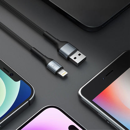 Data- og ladekabel USB-A - Lightning 3MK Hyper N, 12W, 1m, Svart