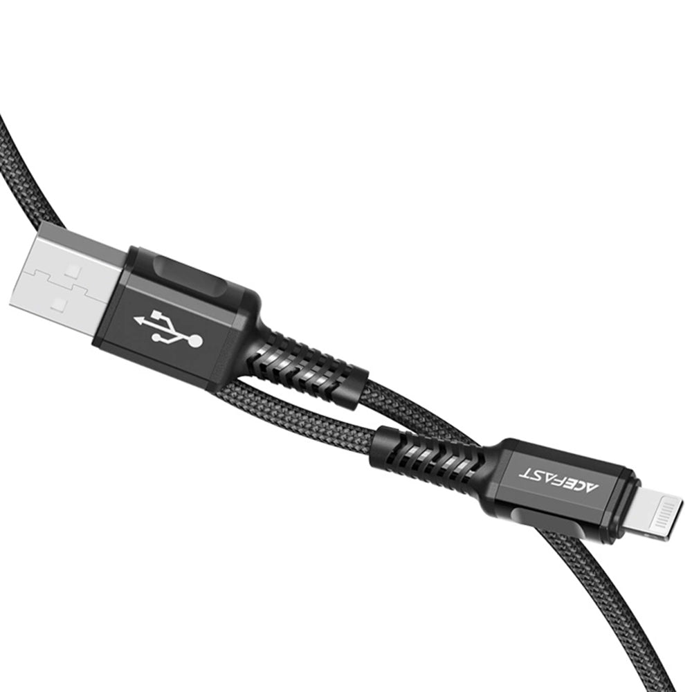 USB-A - Lightning Acefast C1-02 data- og ladekabel, 18W, 1.2m, Svart