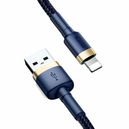 Data- og ladekabel USB-A - Lightning Baseus Cafule, 18W, 1m, Blå Gull CALKLF-BV3