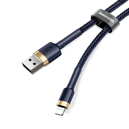 Data- og ladekabel USB-A - Lightning Baseus Cafule, 18W, 1m, Blå Gull CALKLF-BV3