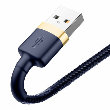 Data- og ladekabel USB-A - Lightning Baseus Cafule, 18W, 1m, Blå Gull CALKLF-BV3