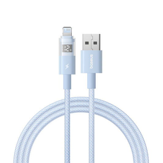 Data- og ladekabel USB-A - Lightning Baseus Display 2, 12W, 1m, Blå P10382700311-00