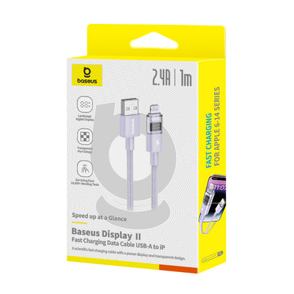 USB-A - Lightning Baseus Display 2, 12W, 1m, Lilla P10382700511-00
