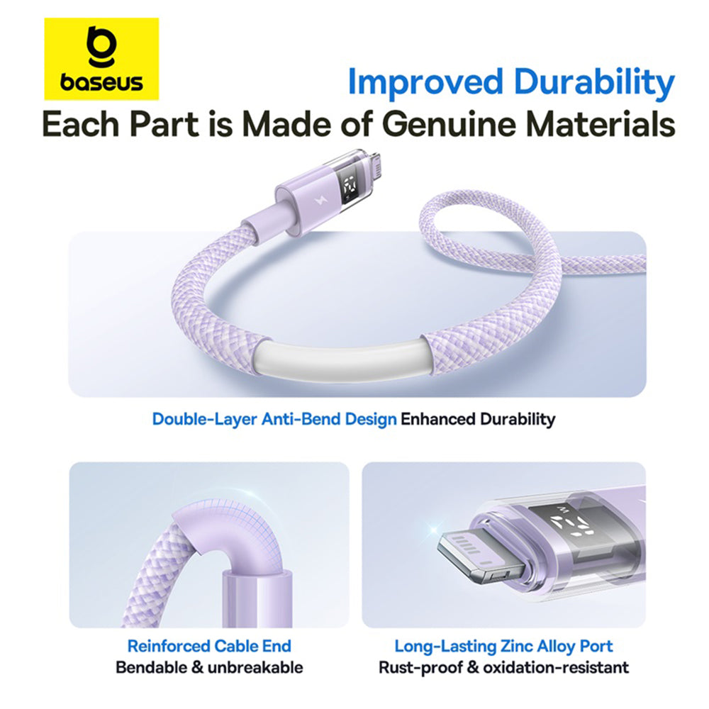 USB-A - Lightning Baseus Display 2, 12W, 2m, Lilla P10382700511-01