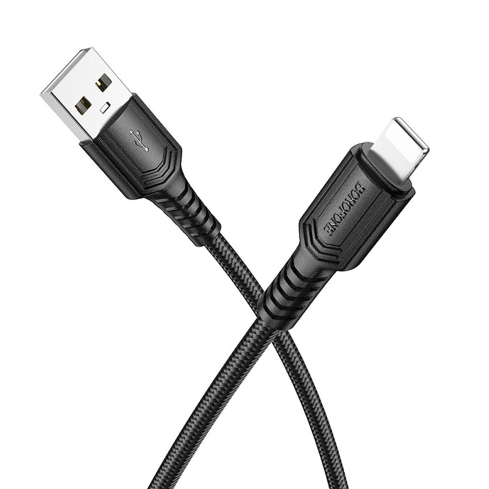 Data- og ladekabel USB-A - Lightning Borofone BX116 Certain, 18W, 1m, Svart
