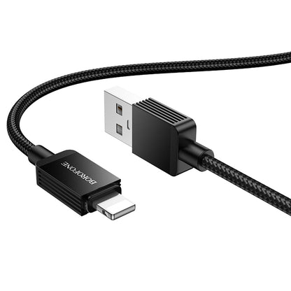 USB-A - Lightning Borofone BX120 Placer data- og ladekabel, 18W, 1m, Svart