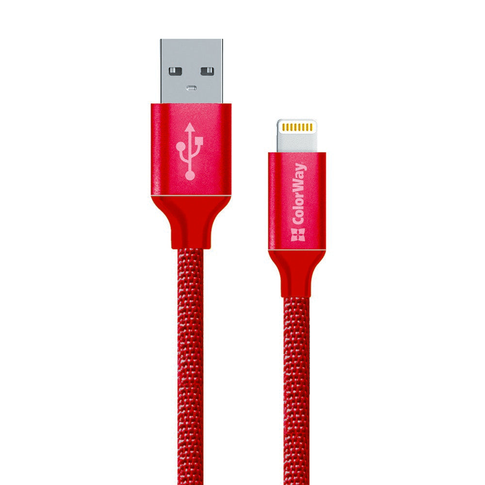 Data- og ladekabel USB-A - Lightning ColorWay CW-CBUL004, 18W, 1m, Rød