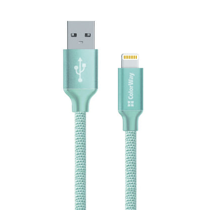 Data- og ladekabel USB-A - Lightning ColorWay CW-CBUL004, 18W, 1m, Grønn