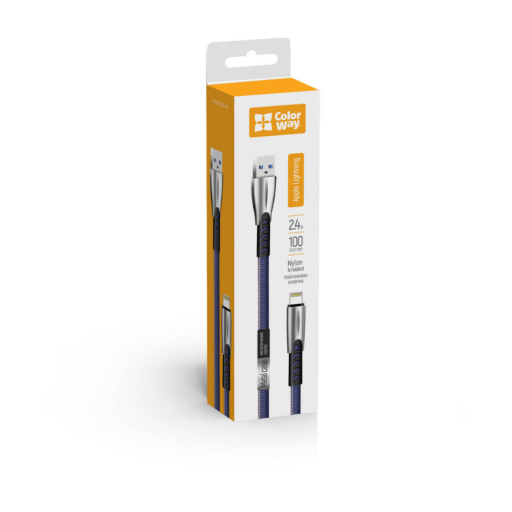 Data- og ladekabel USB-A - Lightning ColorWay CW-CBUL010, 18W, 1m, Blå
