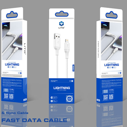 Data- og ladekabel USB-A - Lightning Lito LD06L, 18W, 1m, Hvit