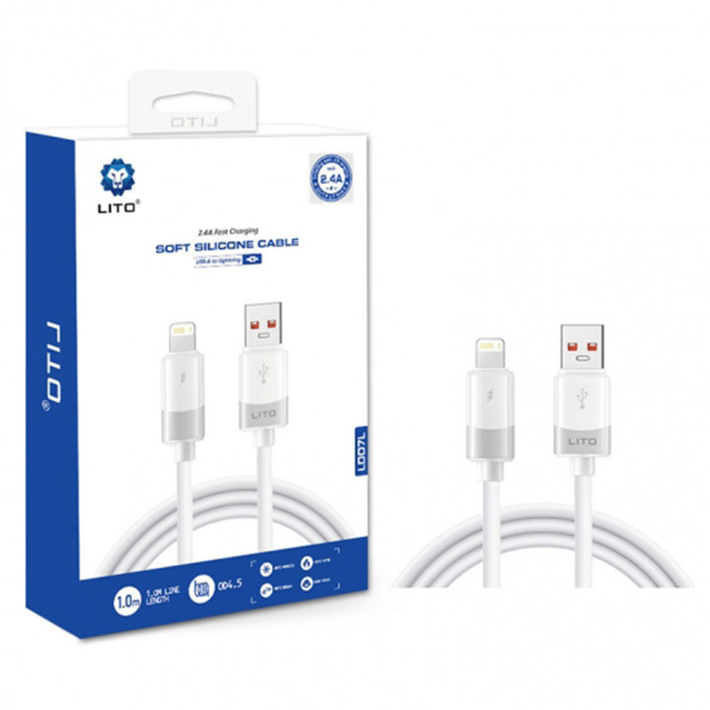 Data- og ladekabel USB-A - Lightning Lito LD07, 60W, 1m, Hvit