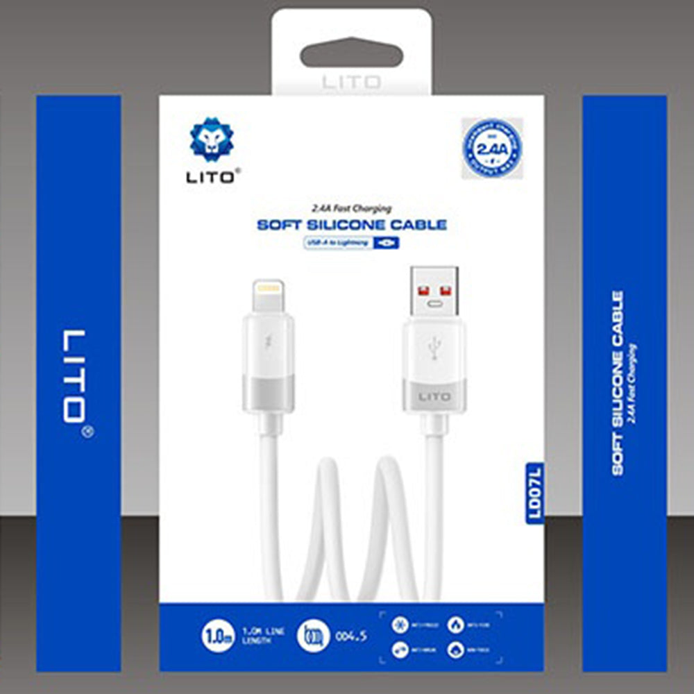 Data- og ladekabel USB-A - Lightning Lito LD07, 60W, 1m, Hvit