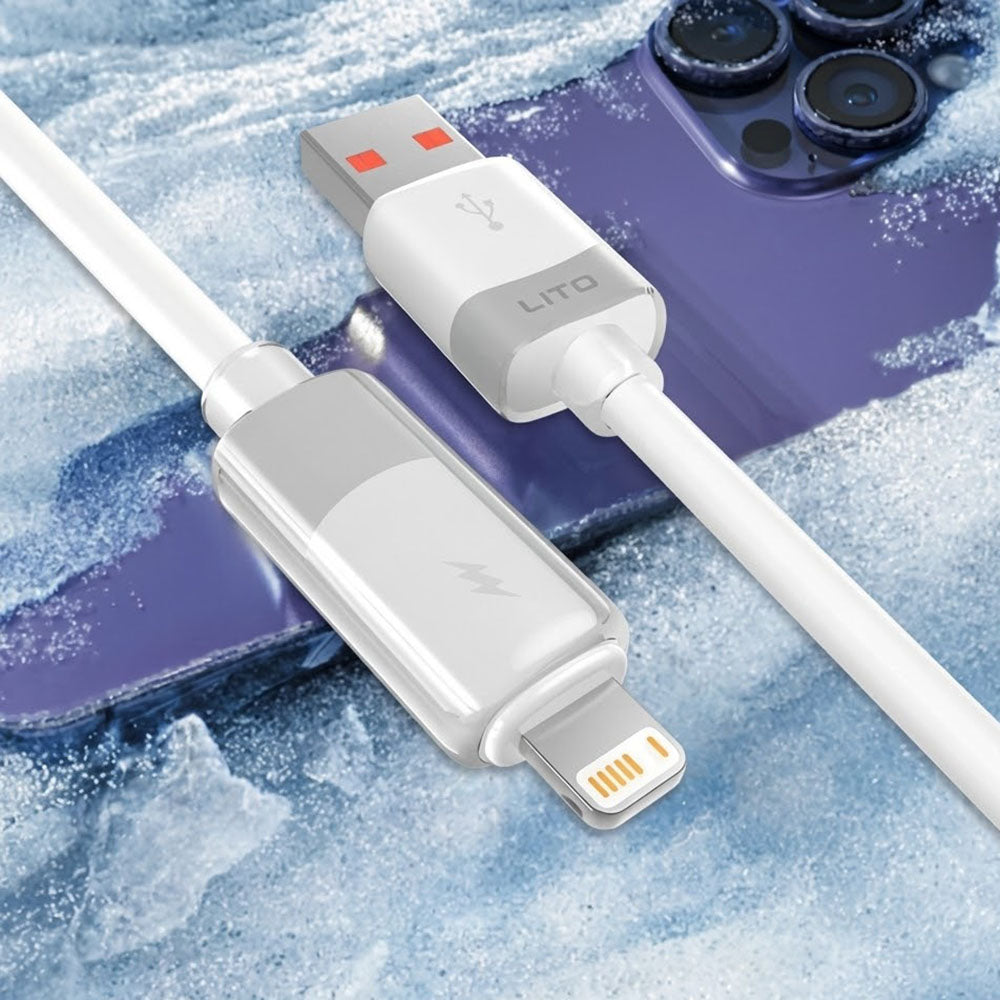 Data- og ladekabel USB-A - Lightning Lito LD07, 60W, 1m, Hvit