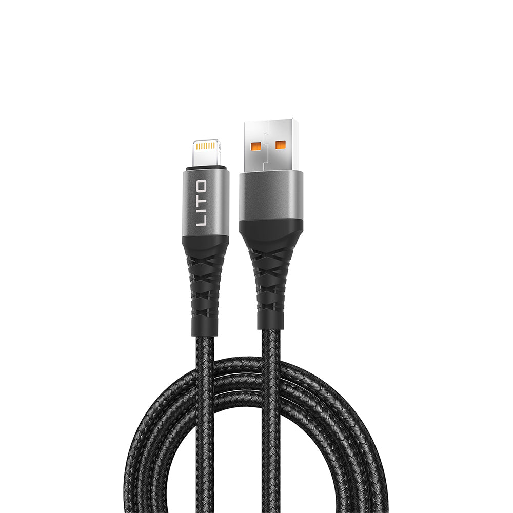 Data- og ladekabel USB-A - Lightning Lito LD08L, 18W, 1m, Svart