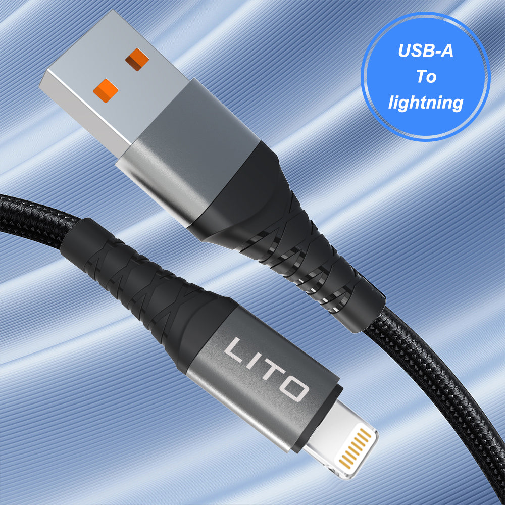 Data- og ladekabel USB-A - Lightning Lito LD08L, 18W, 1m, Svart
