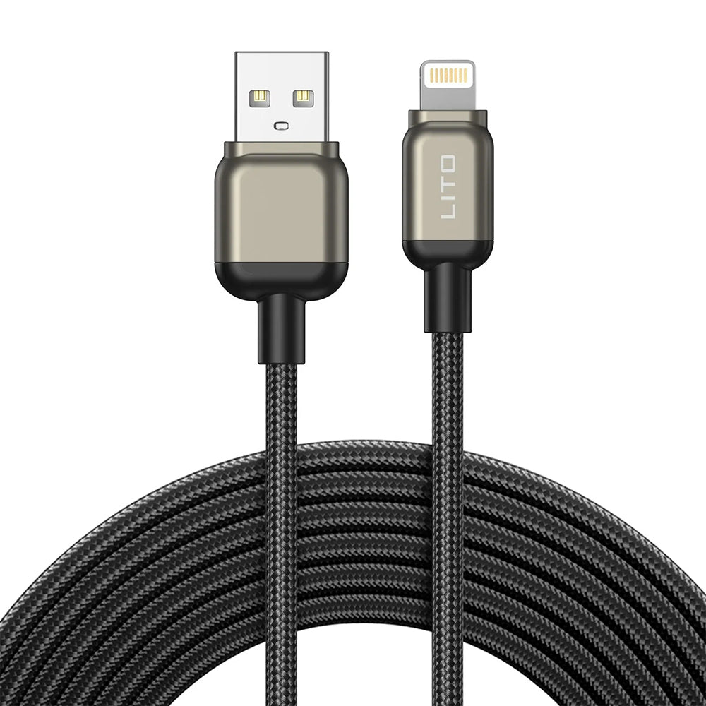 Data- og ladekabel USB-A - Lightning Lito LD17, 18W, 1m, Svart