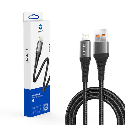 Data- og ladekabel USB-A - Lightning Lito LD22L, 18W, 2m, Svart