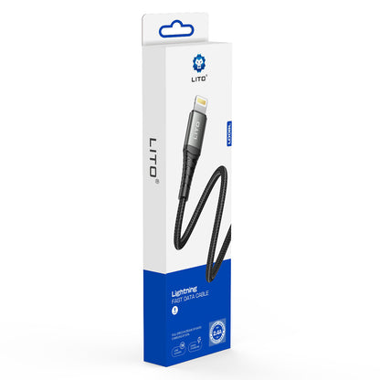 Data- og ladekabel USB-A - Lightning Lito LD22L, 18W, 2m, Svart