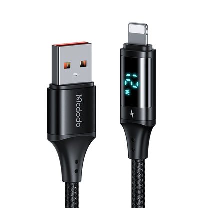 Data- og ladekabel USB-A - Lightning McDodo CA-1060 Display, 12W, 1.2m, Svart