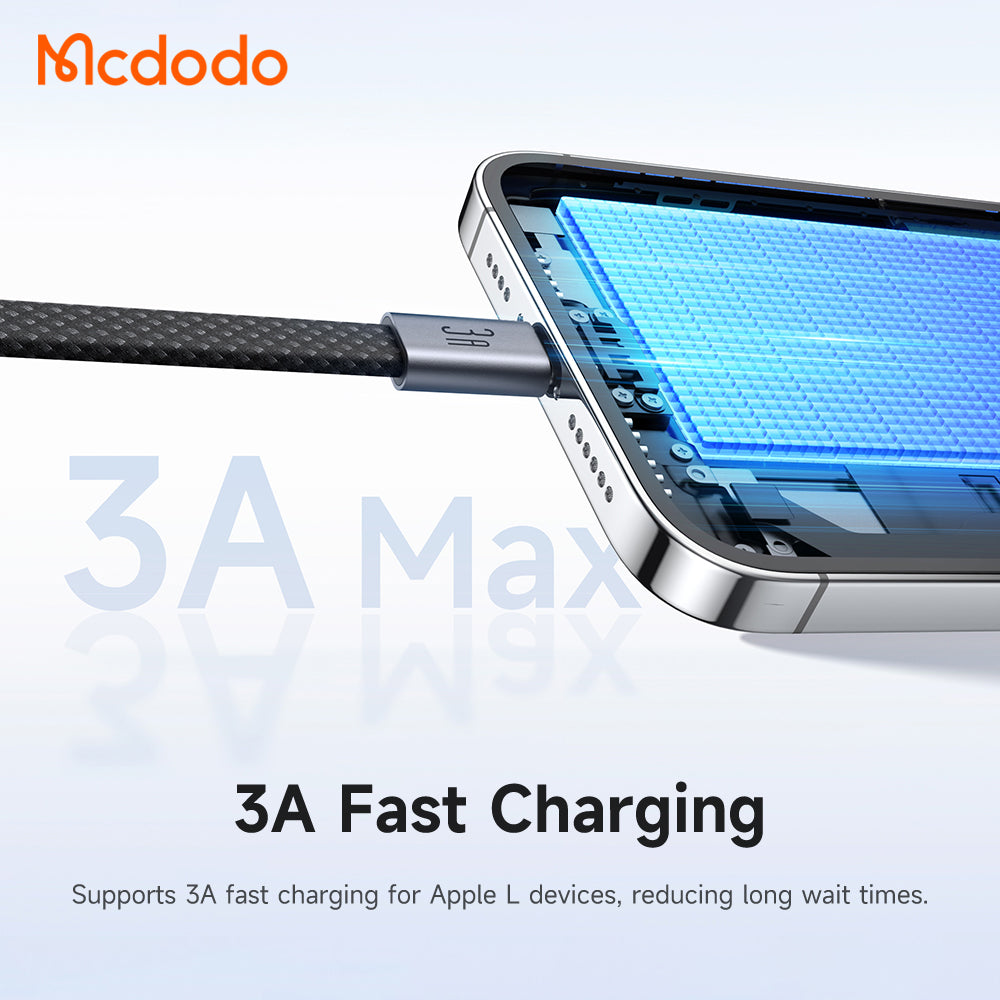 USB-A til Lightning data- og ladekabel McDodo CA-1160, 18W, 1m, svart
