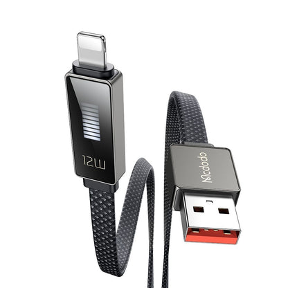 Data- og ladekabel USB-A - Lightning McDodo CA-4970 Rythm Display, 18W, 1.2m, Svart