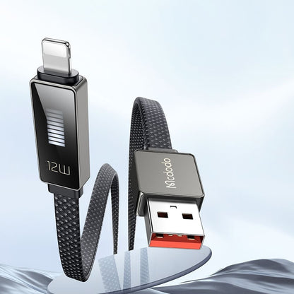 Data- og ladekabel USB-A - Lightning McDodo CA-4970 Rythm Display, 18W, 1.2m, Svart
