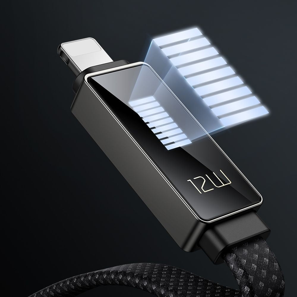 Data- og ladekabel USB-A - Lightning McDodo CA-4970 Rythm Display, 18W, 1.2m, Svart