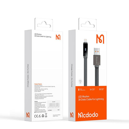 Data- og ladekabel USB-A - Lightning McDodo CA-4970 Rythm Display, 18W, 1.2m, Svart