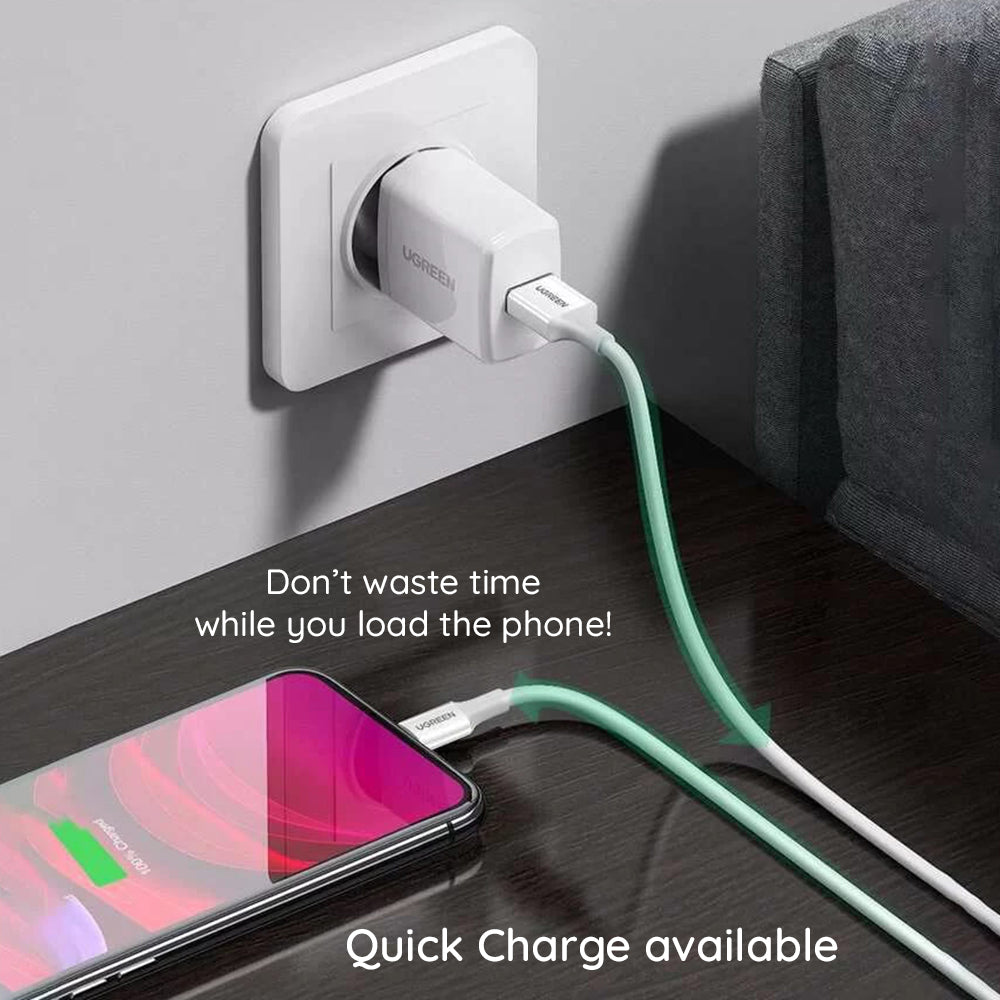 USB-A - Lightning Data- og Ladekabel UGREEN 80823, 18W, 2m, Svart