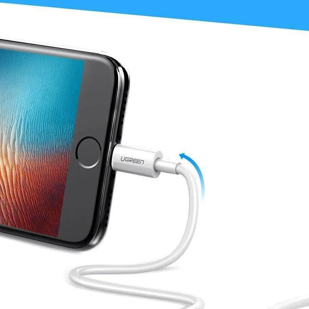 USB-A - Lightning Data- og Ladekabel UGREEN US155 (20728), 18W, 1m, Hvit