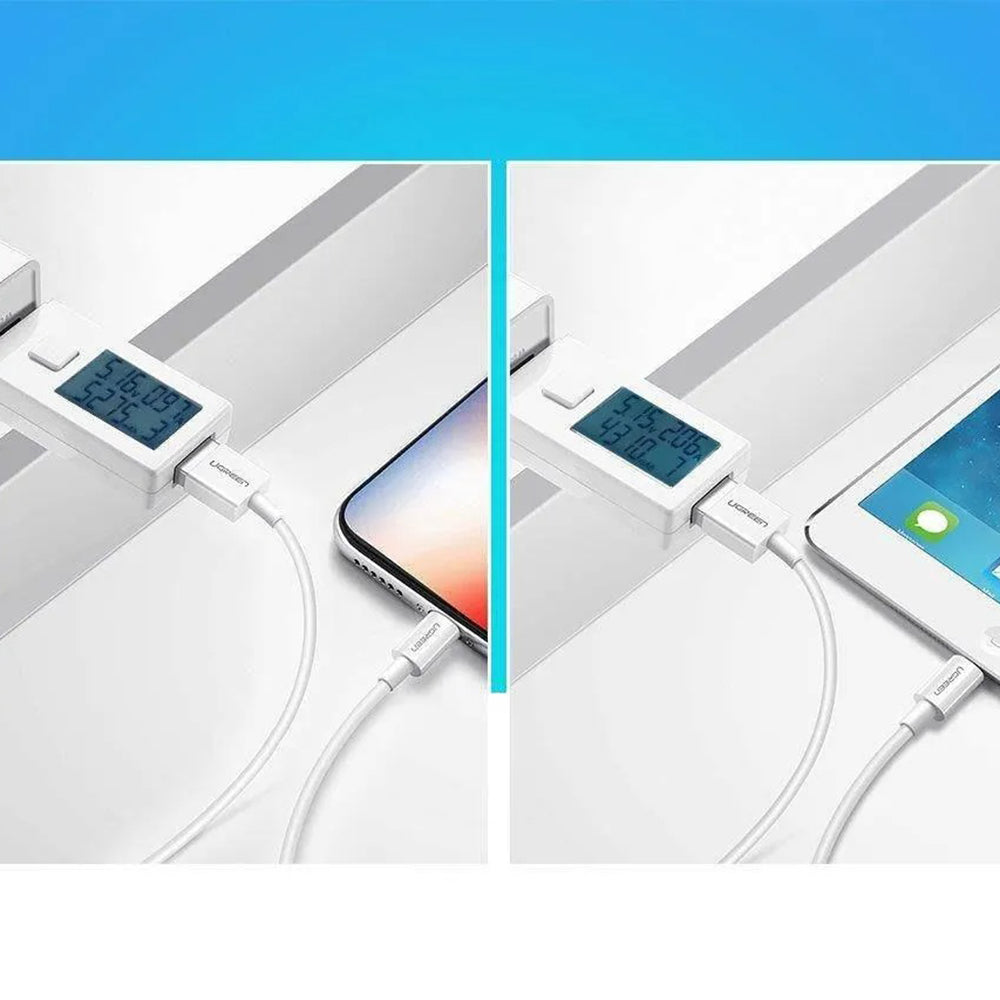 USB-A - Lightning Data- og Ladekabel UGREEN US155 (20728), 18W, 1m, Hvit