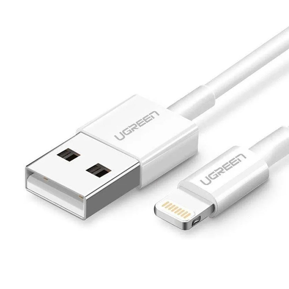 USB-A - Lightning Data- og Ladekabel UGREEN US155 (20730), 18W, 2m, Hvit