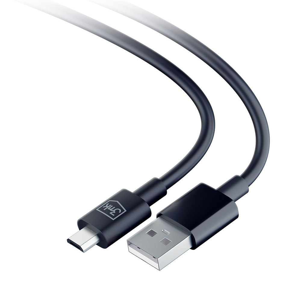 USB-A - microUSB 3MK Hyper data- og ladekabel, 18W, 1.2m, Svart