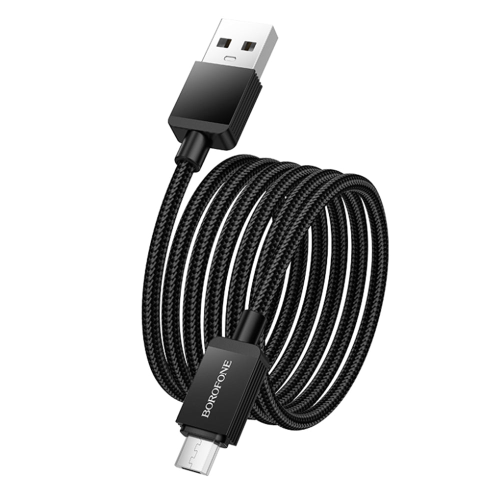 USB-A - microUSB data- og ladekabel Borofone BX120 Placer, 18W, 1m, Svart