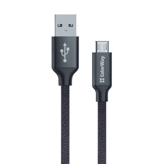 USB-A - microUSB data- og ladekabel ColorWay CW-CBUM002, 18W, 1m, Svart