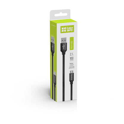USB-A - microUSB data- og ladekabel ColorWay CW-CBUM002, 18W, 1m, Svart