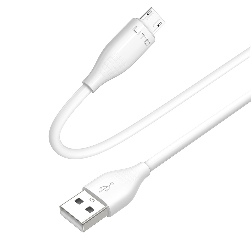 Data- og ladekabel USB-A - microUSB Lito LD03V, 18W, 1m, Hvit