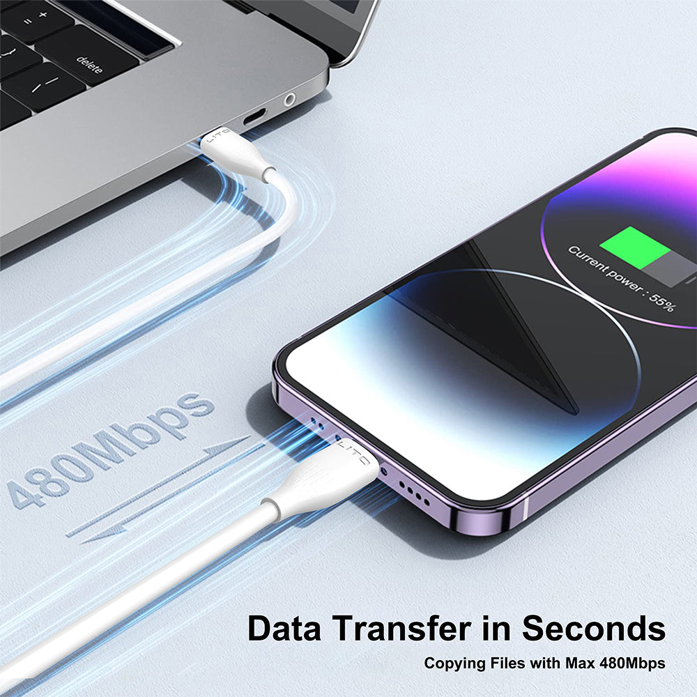 Data- og ladekabel USB-A - microUSB Lito LD03V, 18W, 1m, Hvit