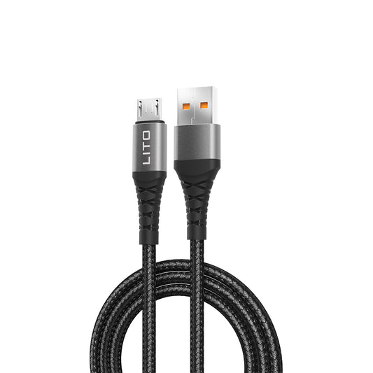 Data- og ladekabel USB-A - microUSB Lito LD08V, 18W, 1m, Svart