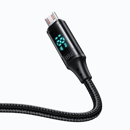 USB-A - microUSB McDodo CA-1070 Display data- og ladekabel, 18W, 1.2m, Svart