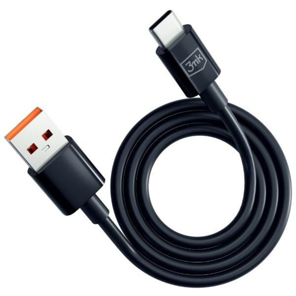 USB-A - USB-C 3MK Hyper data- og ladekabel, 18W, 1.2m, Svart