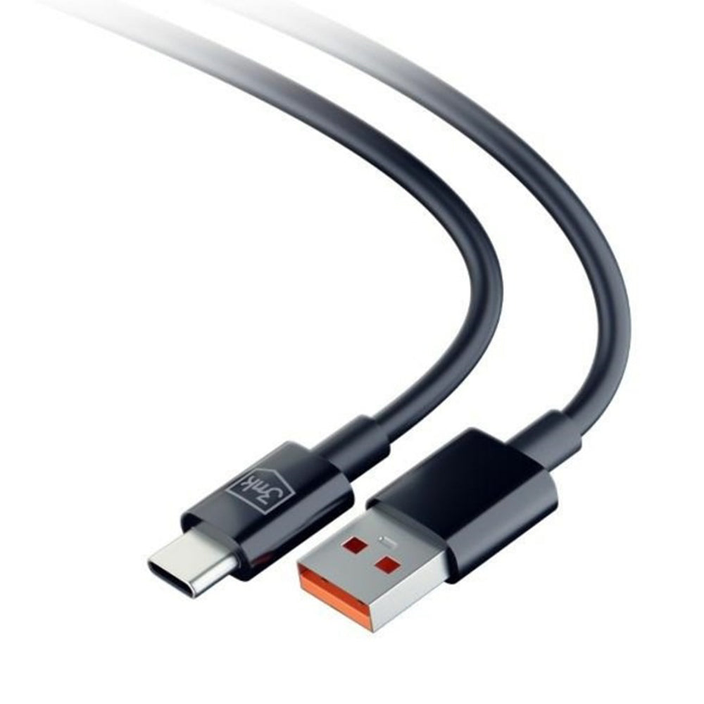 USB-A - USB-C 3MK Hyper data- og ladekabel, 18W, 1.2m, Svart