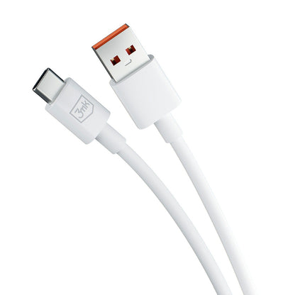 USB-A - USB-C 3MK Hyper data- og ladekabel, 60W, 1.2m, Hvit