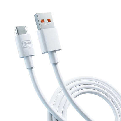 USB-A - USB-C 3MK Hyper data- og ladekabel, 60W, 1.2m, Hvit