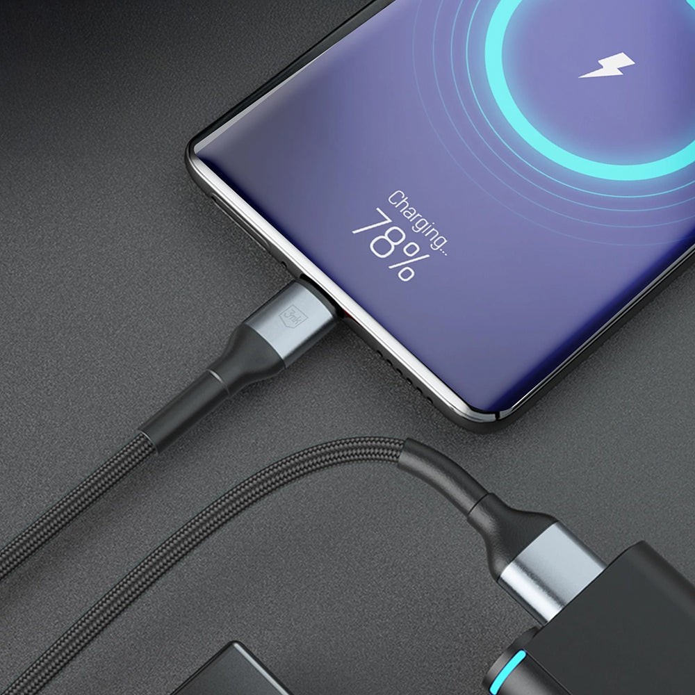 Data- og ladekabel USB-A - USB-C 3MK Hyper N 18, 18W, 1m, Svart