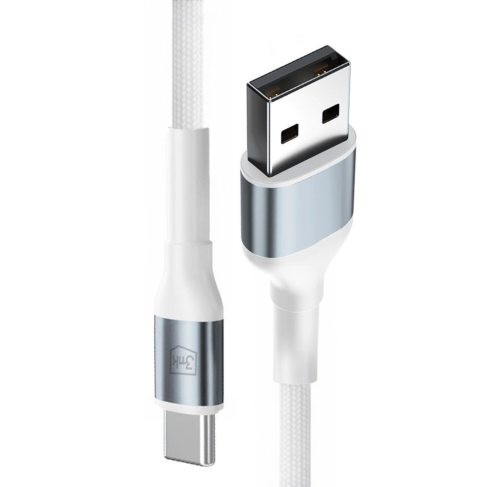 Data- og ladekabel USB-A - USB-C 3MK Hyper N, 18W, 1m, Hvit