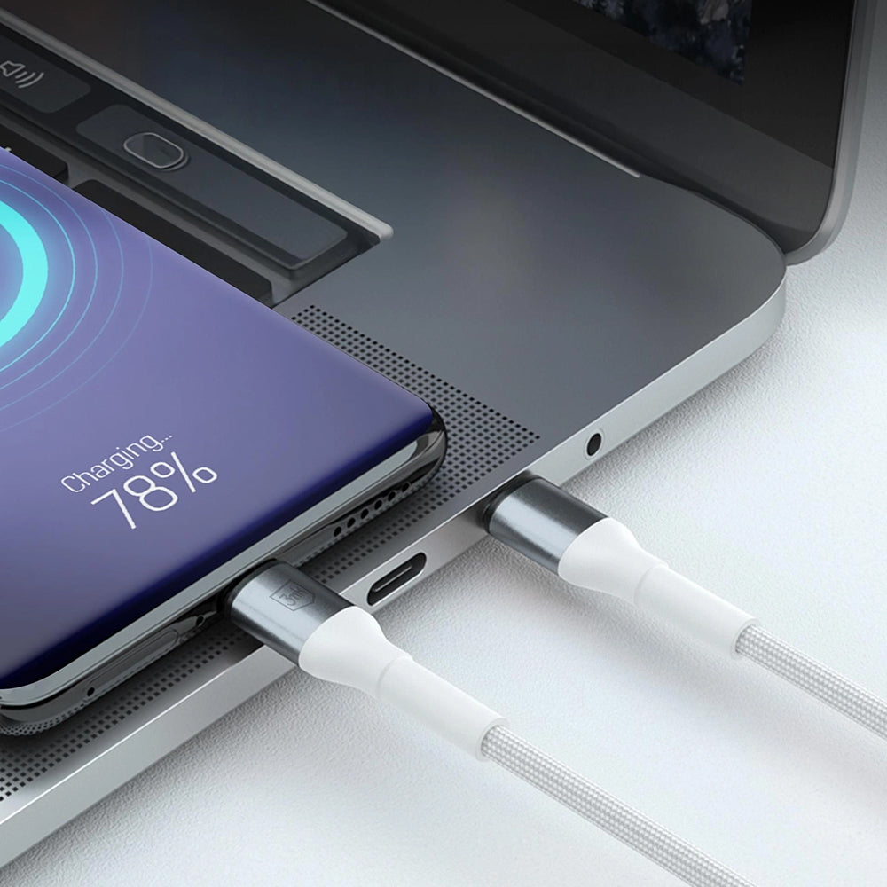 Data- og ladekabel USB-A - USB-C 3MK Hyper N, 18W, 1m, Hvit